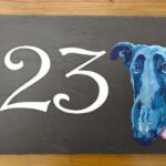 Greyhound House Number Plaque Slate