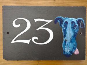 Greyhound House Number Plaque Slate